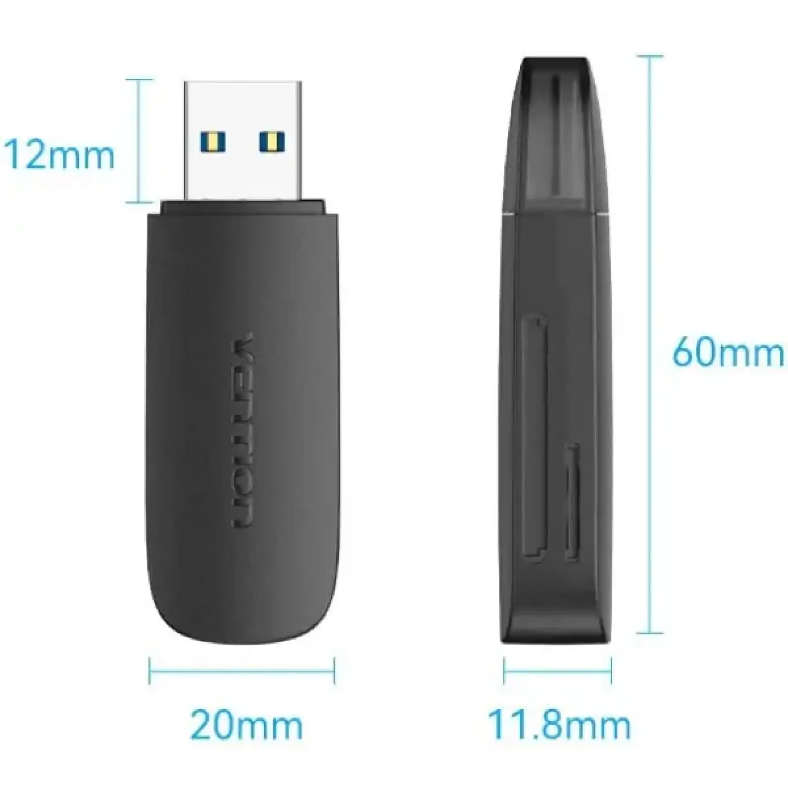 Картрідер USB 3.0, 2-слота SD/TF чорний Vention (CLGB0) UA