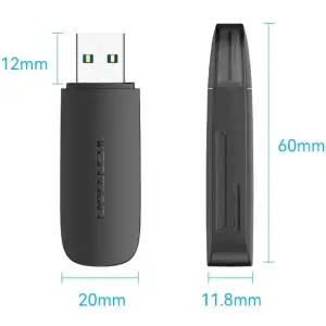 Картрідер USB 3.0, 2-слота SD/TF чорний Vention (CLGB0) UA