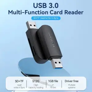 Картрідер USB 3.0, 2-слота SD/TF чорний Vention (CLGB0) UA