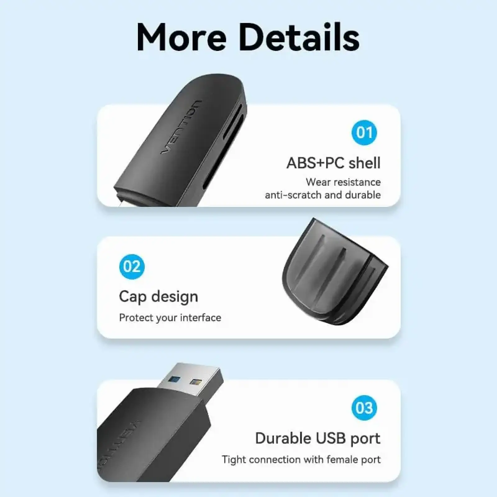Картрідер USB 3.0, 2-слота SD/TF чорний Vention (CLGB0) UA