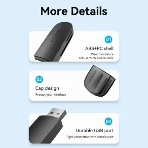 Картрідер USB 3.0, 2-слота SD/TF чорний Vention (CLGB0) UA