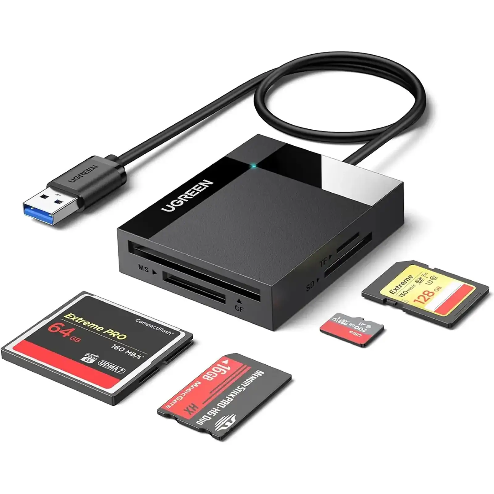 Картрідер USB 3.0 SD/TF/CF/MS 4 в 1 кабель 0.5м CR125 Ugreen (30333) UA