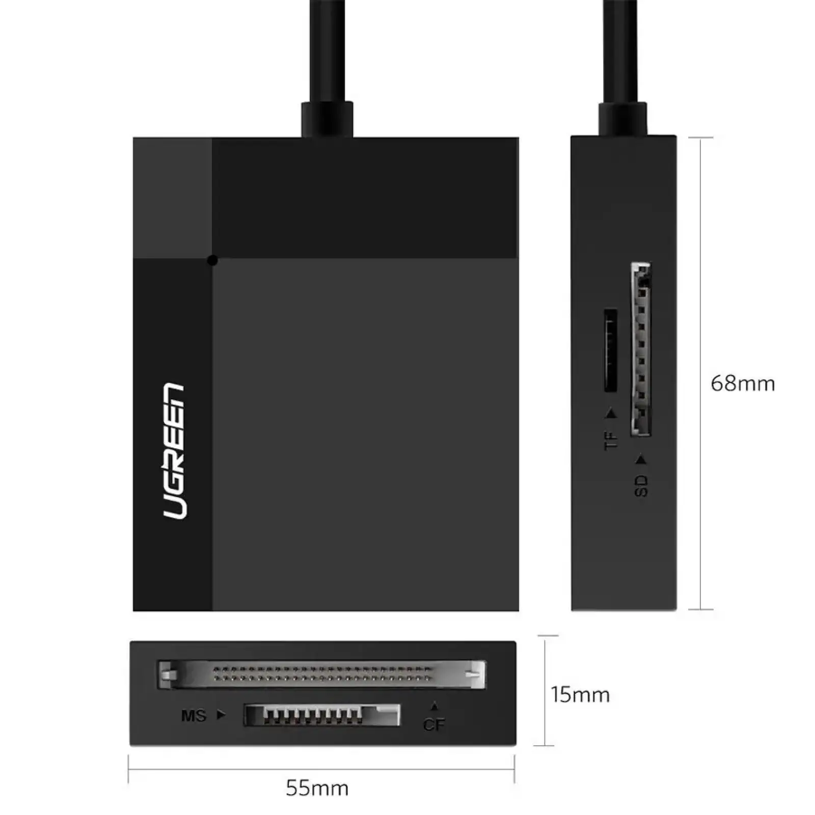 Картрідер USB 3.0 SD/TF/CF/MS 4 в 1 кабель 0.5м CR125 Ugreen (30333) UA
