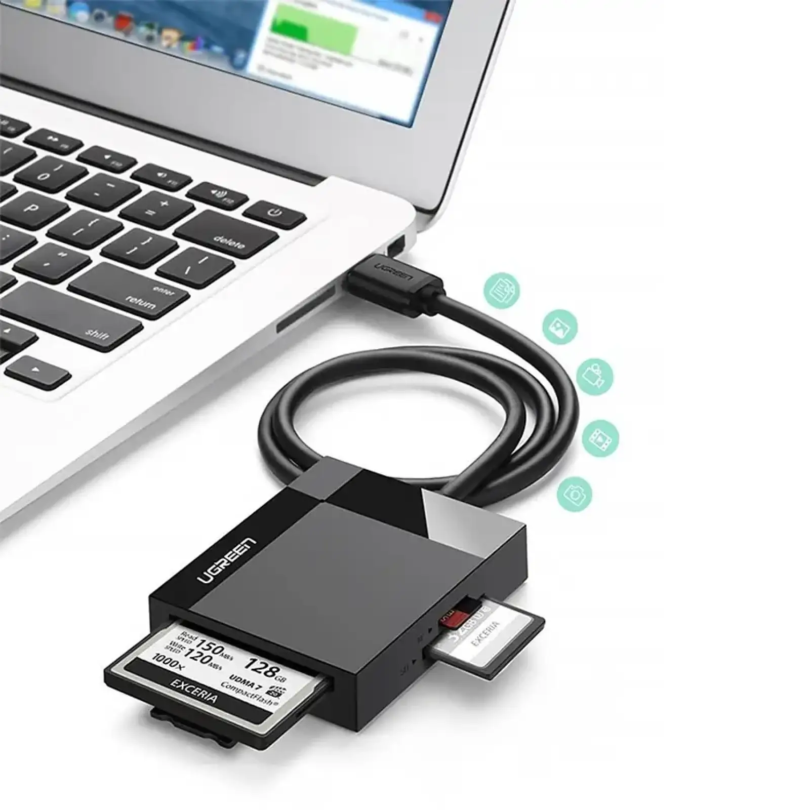 Картрідер USB 3.0 SD/TF/CF/MS 4 в 1 кабель 0.5м CR125 Ugreen (30333) UA