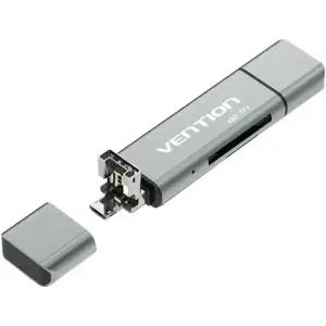 Картрідер USB 2.0, 2-слота SD/TF, USB-A/USB-C/Micro-B, Aluminum Alloy, чорний Vention (CCJH0) UA