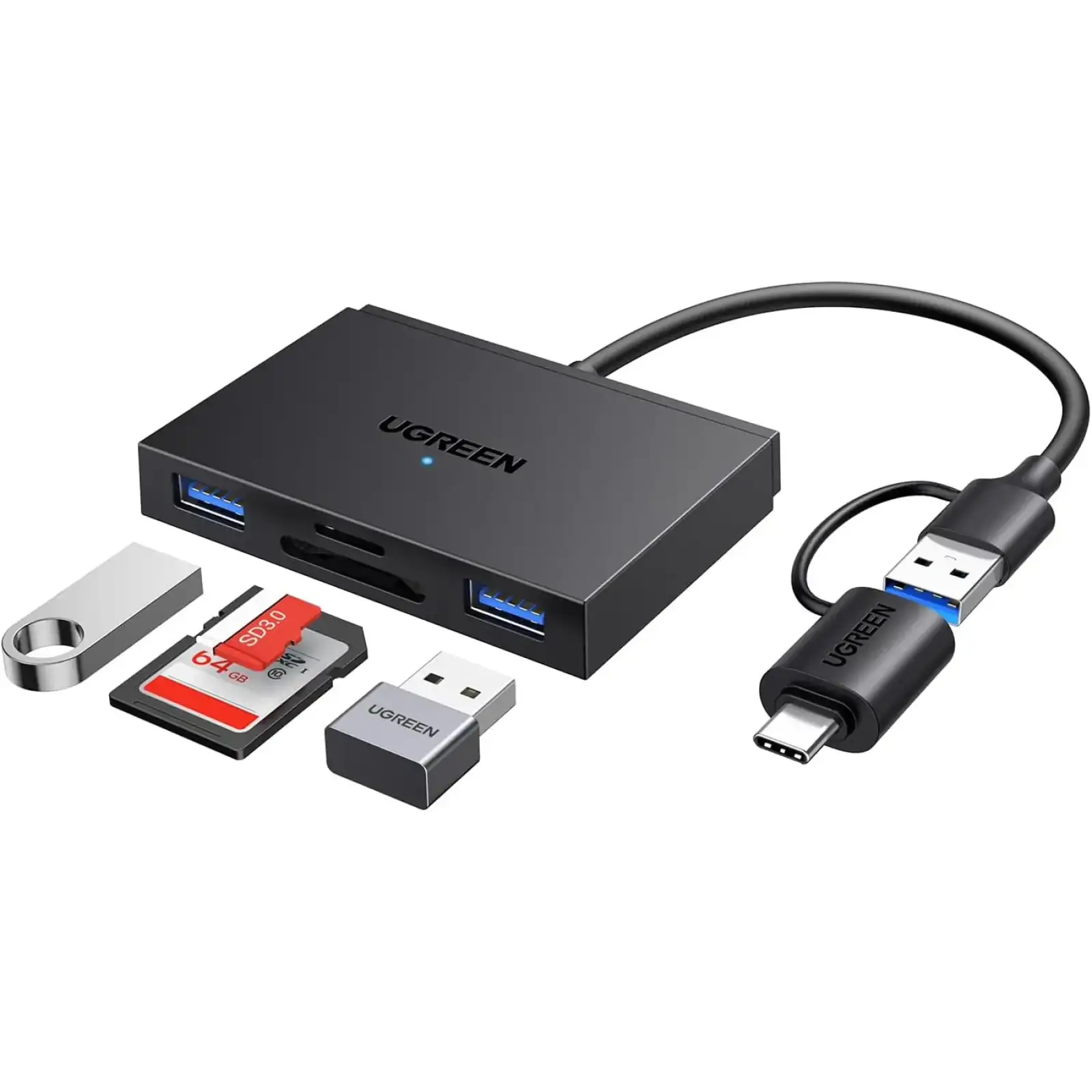 Картрідер USB 3.0 4-in-1,OTG USB-C/USB-A, SD/TF, 4-in-1 CM812 Ugreen (45167) UA