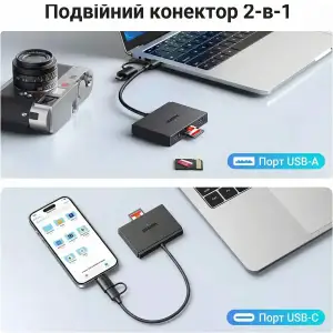 Картрідер USB 3.0 4-in-1,OTG USB-C/USB-A, SD/TF, 4-in-1 CM812 Ugreen (45167) UA