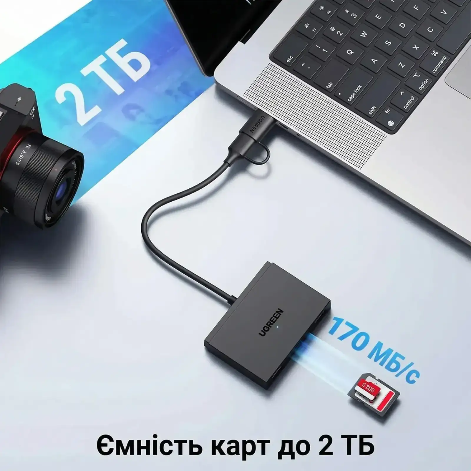 Картрідер USB 3.0 4-in-1,OTG USB-C/USB-A, SD/TF, 4-in-1 CM812 Ugreen (45167) UA