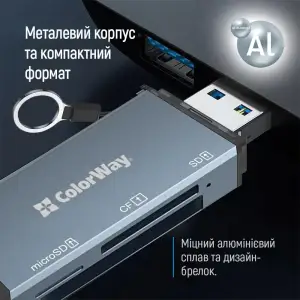 Картридер ColorWay USB 2.0/USB-C to CF/SD/MicroSD (CW-CR-01) UA