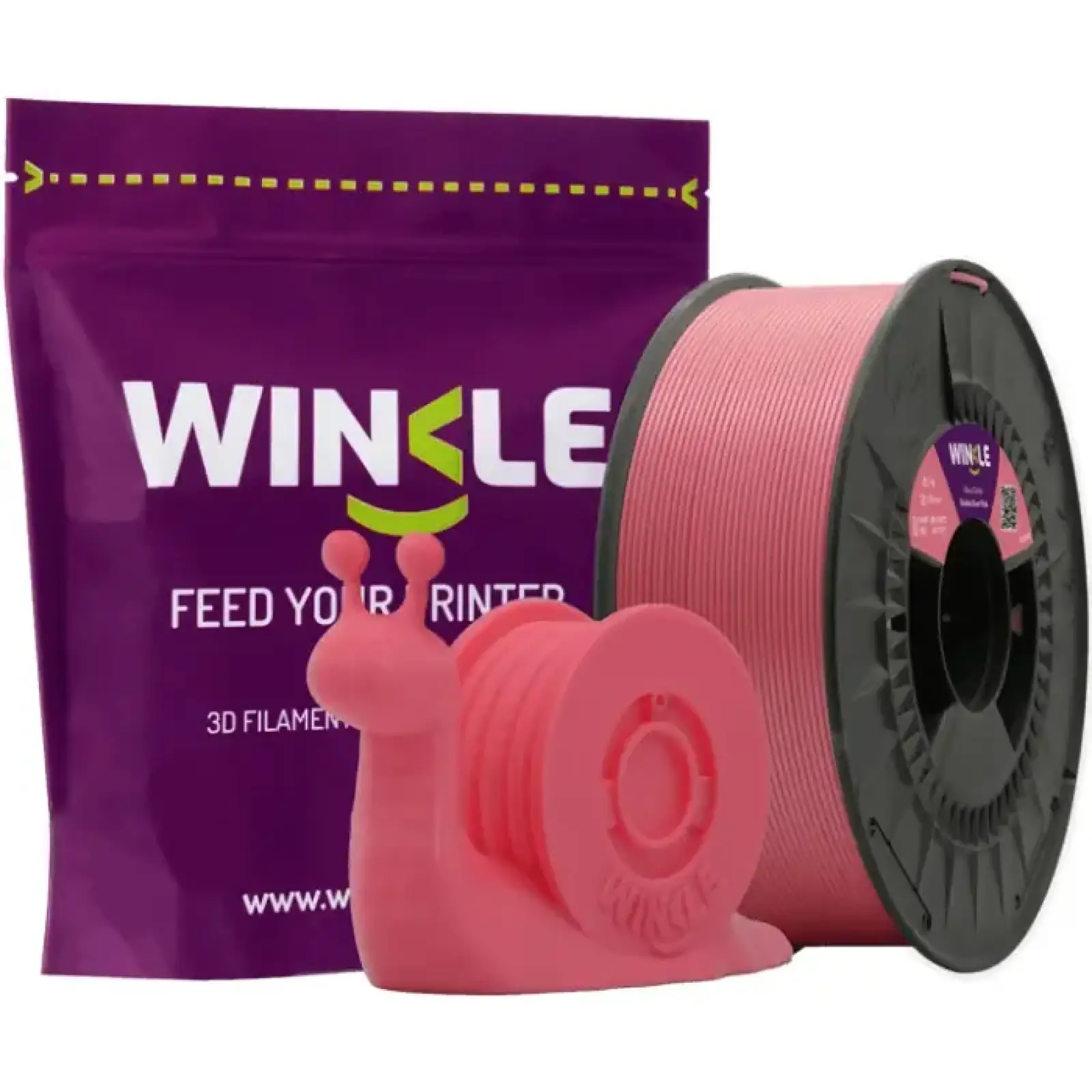 Пластик (Filament) WINKLE PLA HD 1кг, 1.75мм, рожевий (PHD01000175ROSCHIWNK) UA