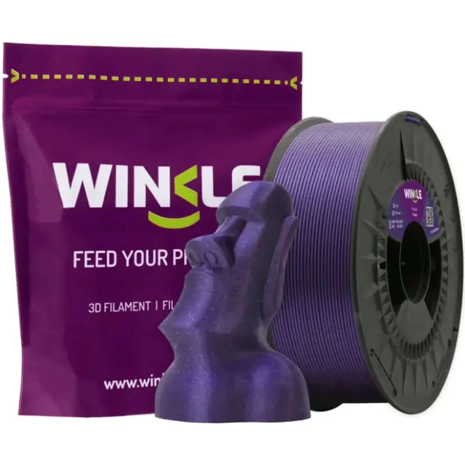 Пластик (Filament) WINKLE PLA HD 1кг, 1.75мм, блискучий, фіолетовий (PHD01000175PURPURWNK) UA
