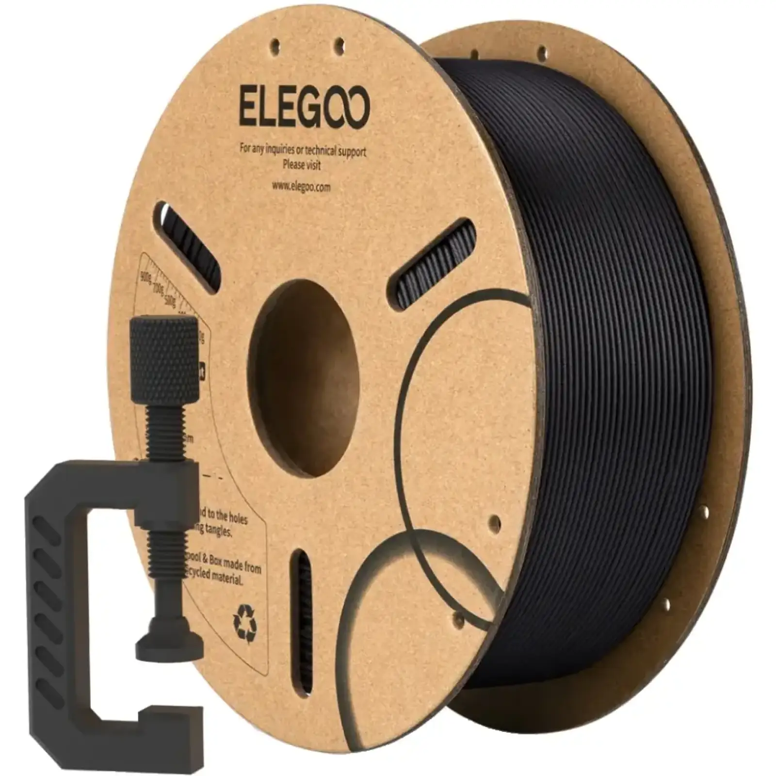 Пластик (Filament) ELEGOO PLA-CF Filament 1.75mm/1kg Black (50.203.0464) UA
