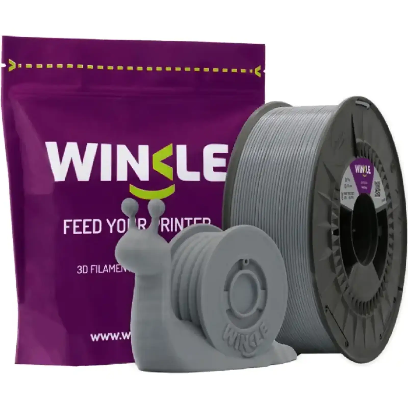 Пластик (Filament) WINKLE PLA HD 1кг, 1.75мм, попелясто-сірий (PHD01000175GRICENWNK) UA