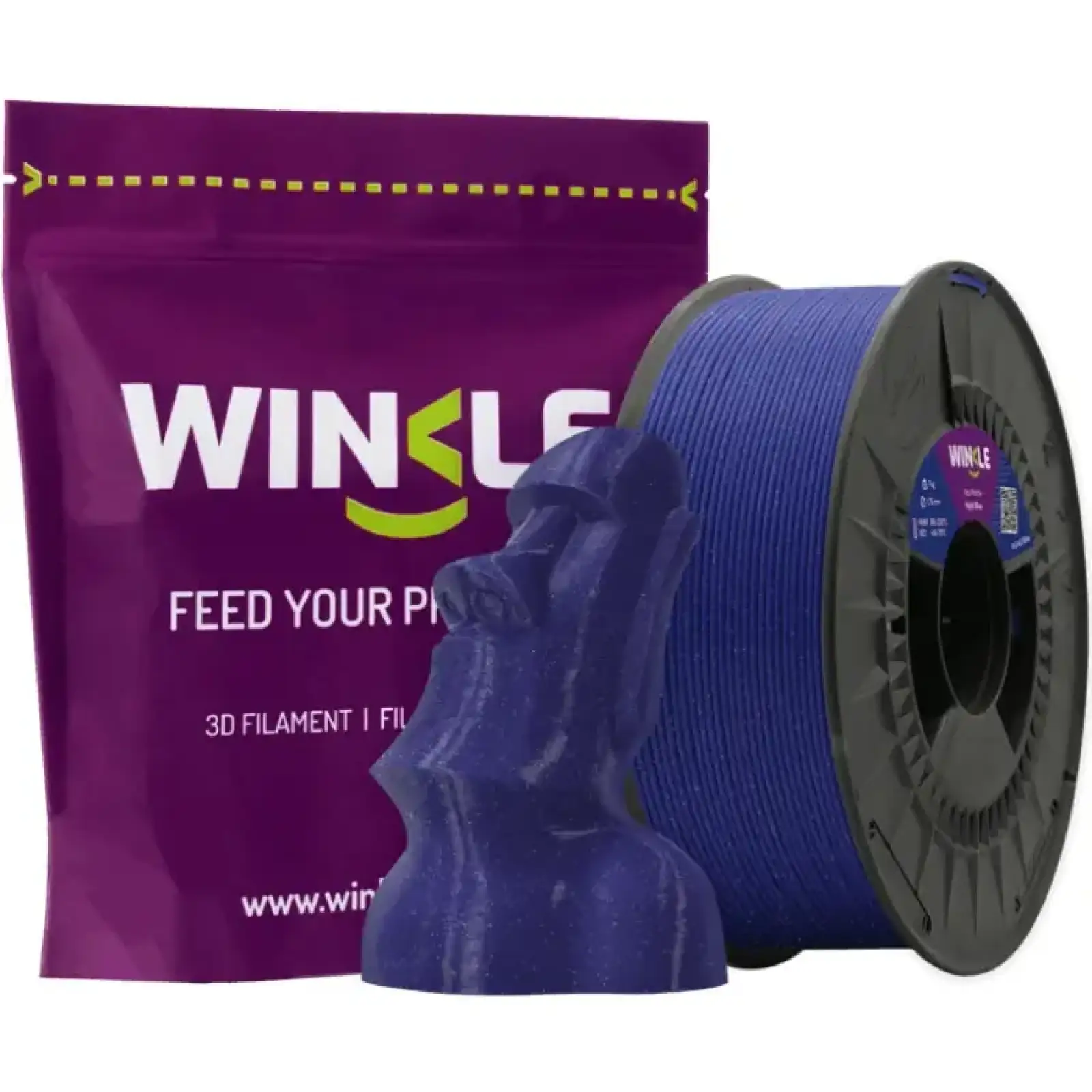 Пластик (Filament) WINKLE PLA HD 1кг, 1.75мм, блискучий, синя ніч (PHD01000175AZUNOCWNK) UA