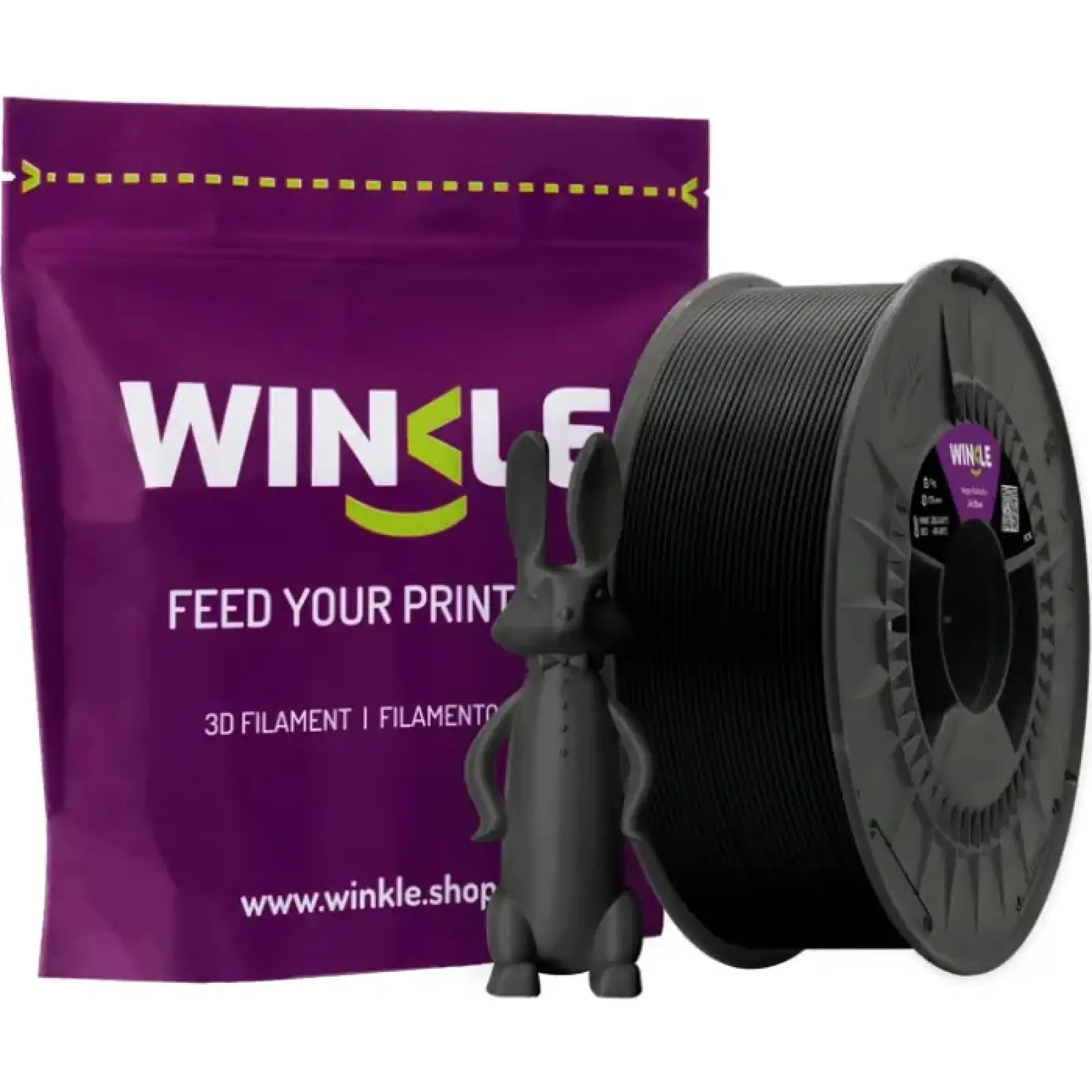 Пластик (Filament) WINKLE PETG 1кг, 1.75мм, чорний (PET01000175NEGAZAWNK) UA