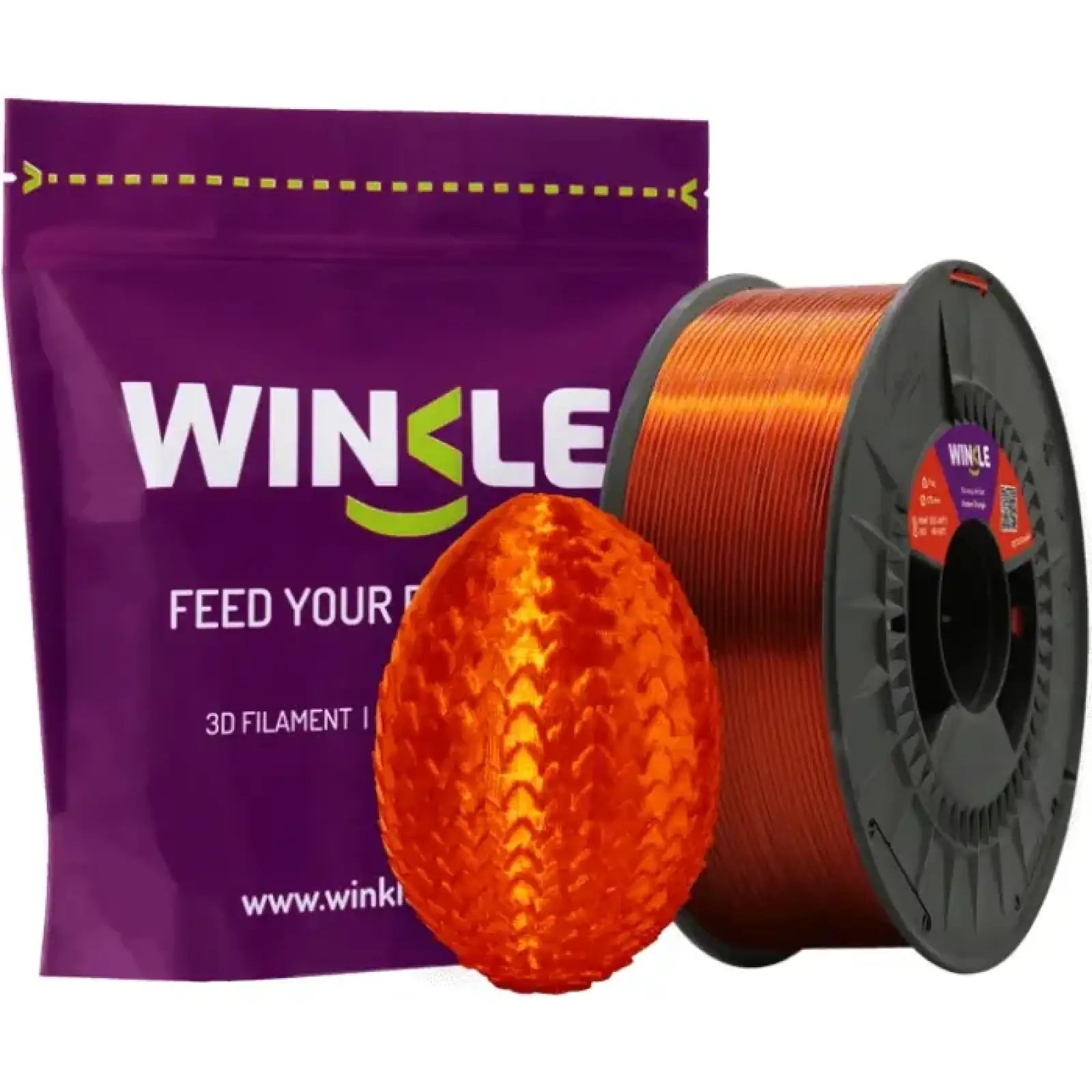 Пластик (Filament) WINKLE PETG CRYSTAL 1кг, 1.75мм, бурштиновий оранж (PET01000175NARAMBWNK) UA