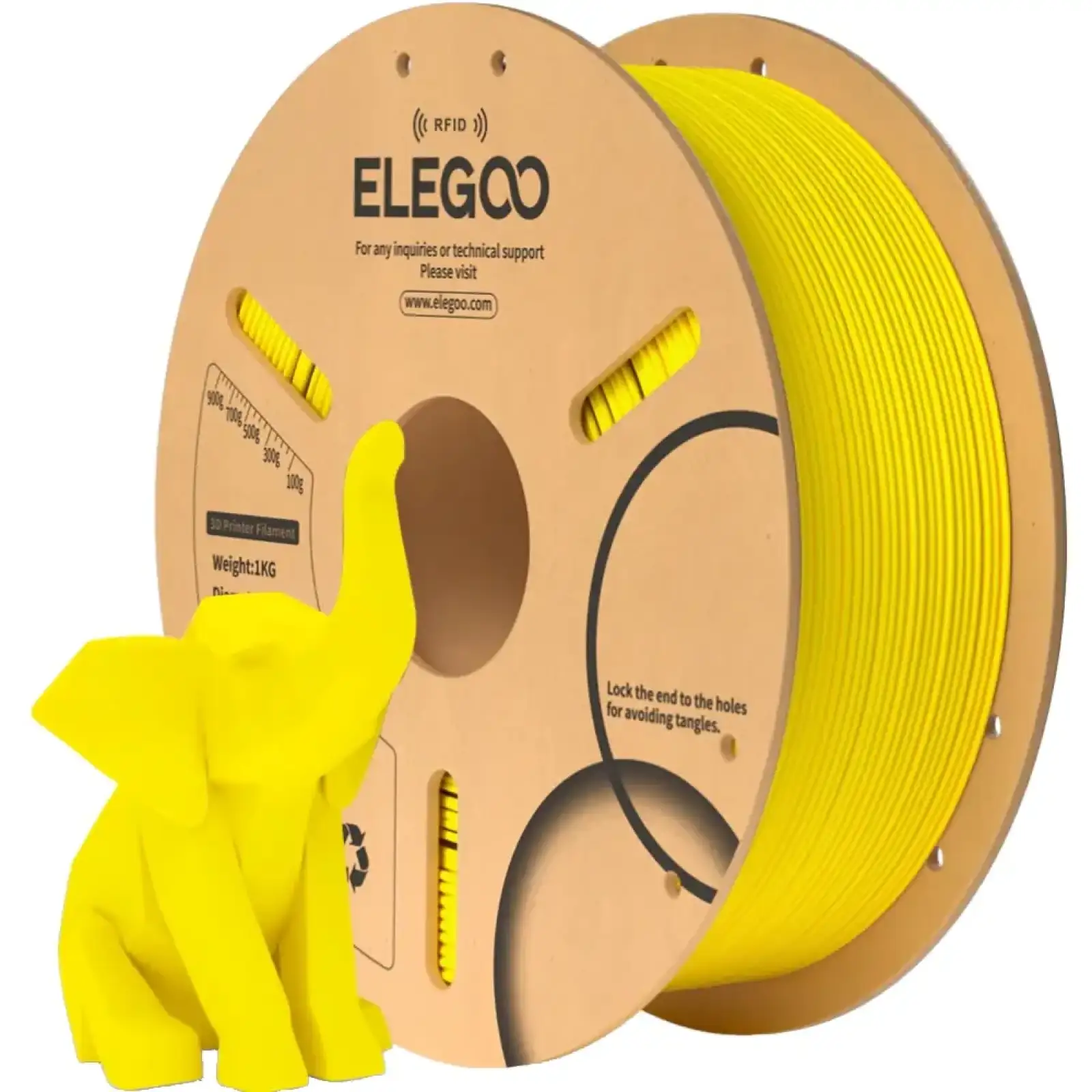 Пластик (Filament) ELEGOO PLA 1kg 1.75mm Yellow (50.203.0044) UA