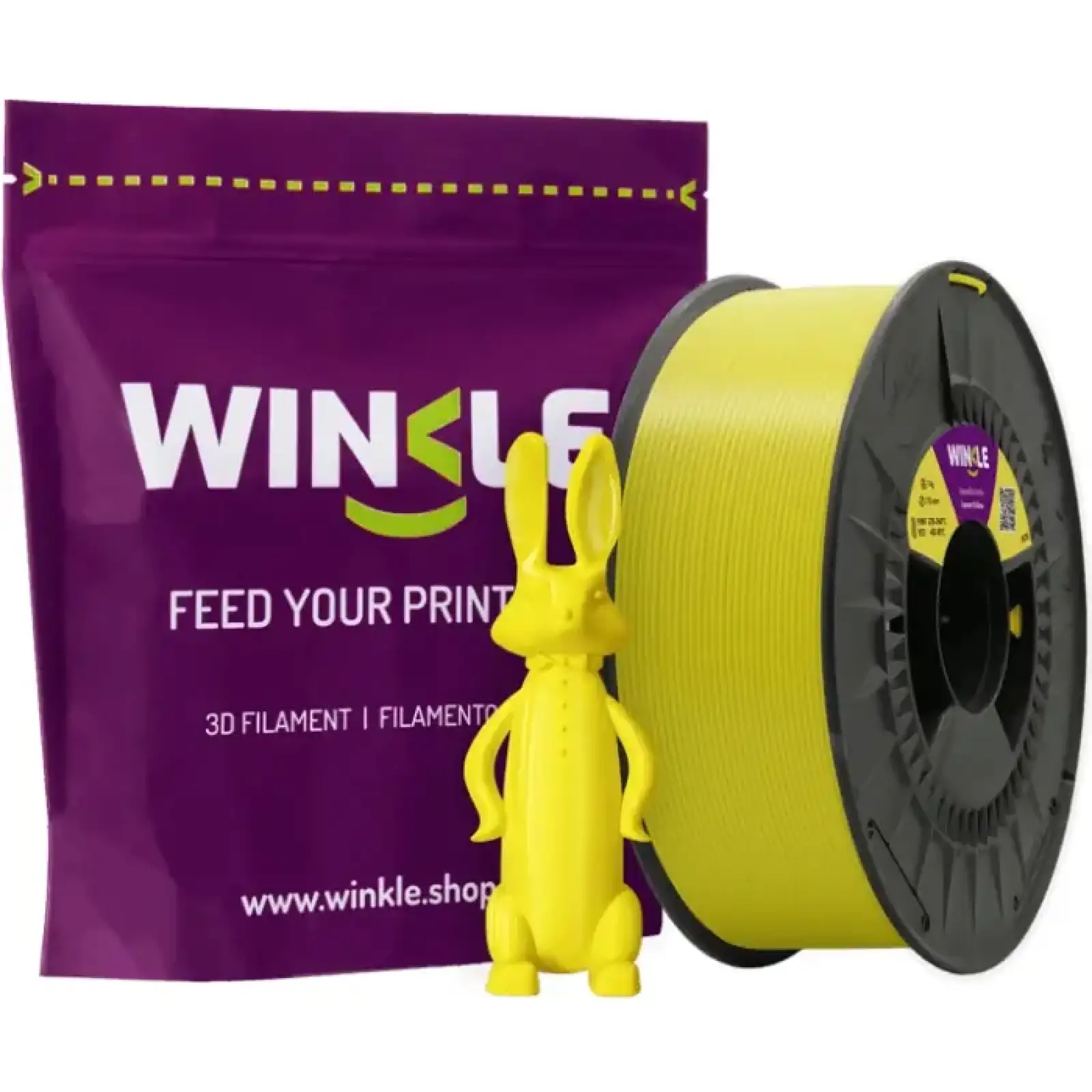 Пластик (Filament) WINKLE PETG 1кг, 1.75мм, лимонно-жовтий (PET01000175AMALIMWNK) UA