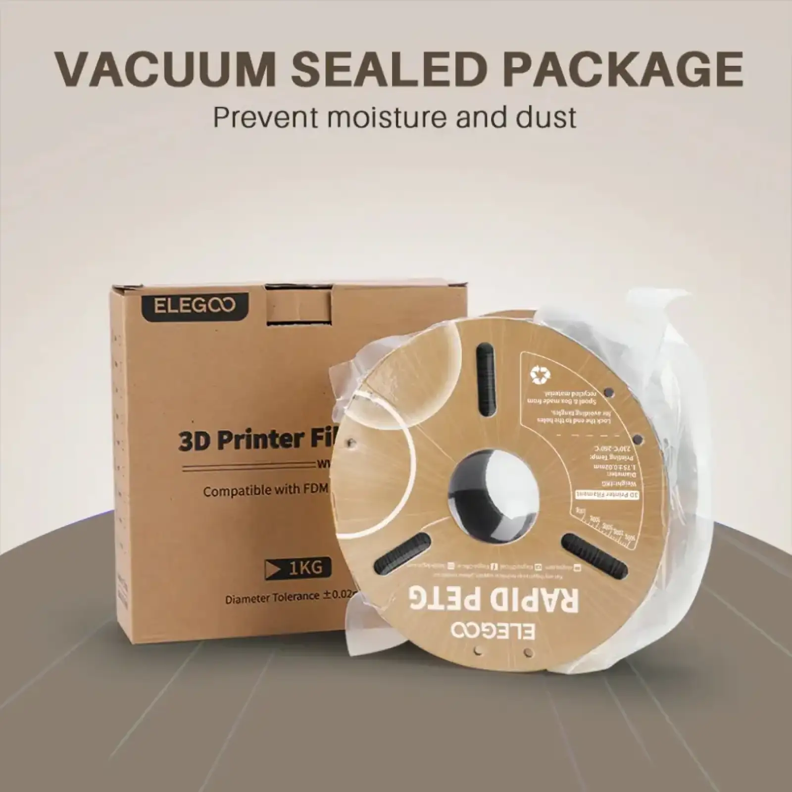 Пластик (Filament) ELEGOO RAPID PETG 1кг, 1.75мм, чорний (50.203.0216) UA