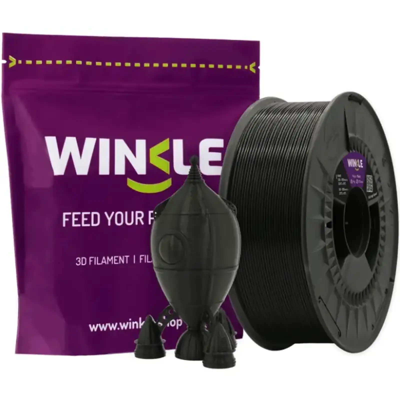 Пластик (Filament) WINKLE PLA HIGH SPEED 1кг, 1.75мм, чорний (PHS01000175NEGAZAWNK) UA