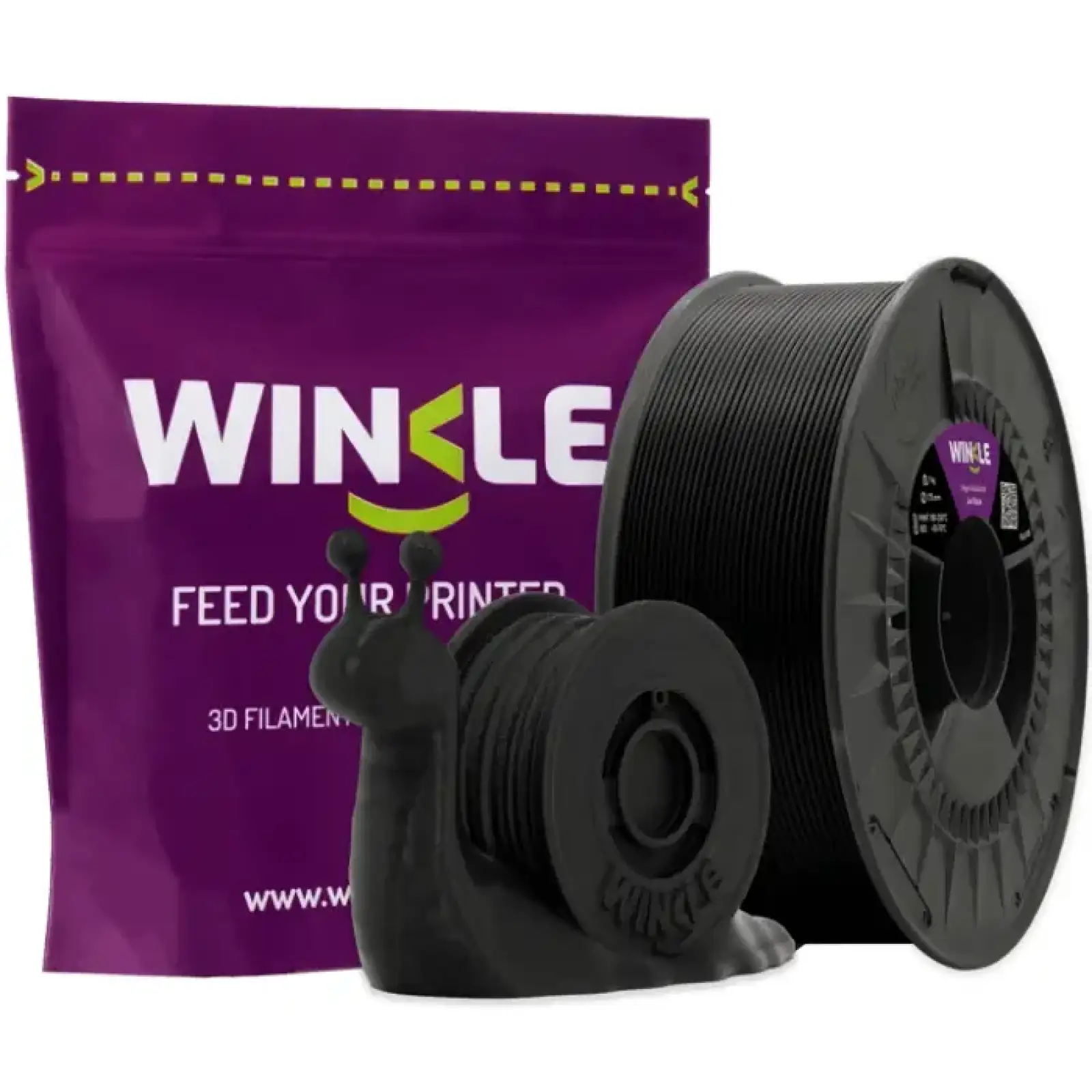 Пластик (Filament) WINKLE PLA HD 1кг, 1.75мм, чорний (PHD01000175NEGAZAWNK) UA