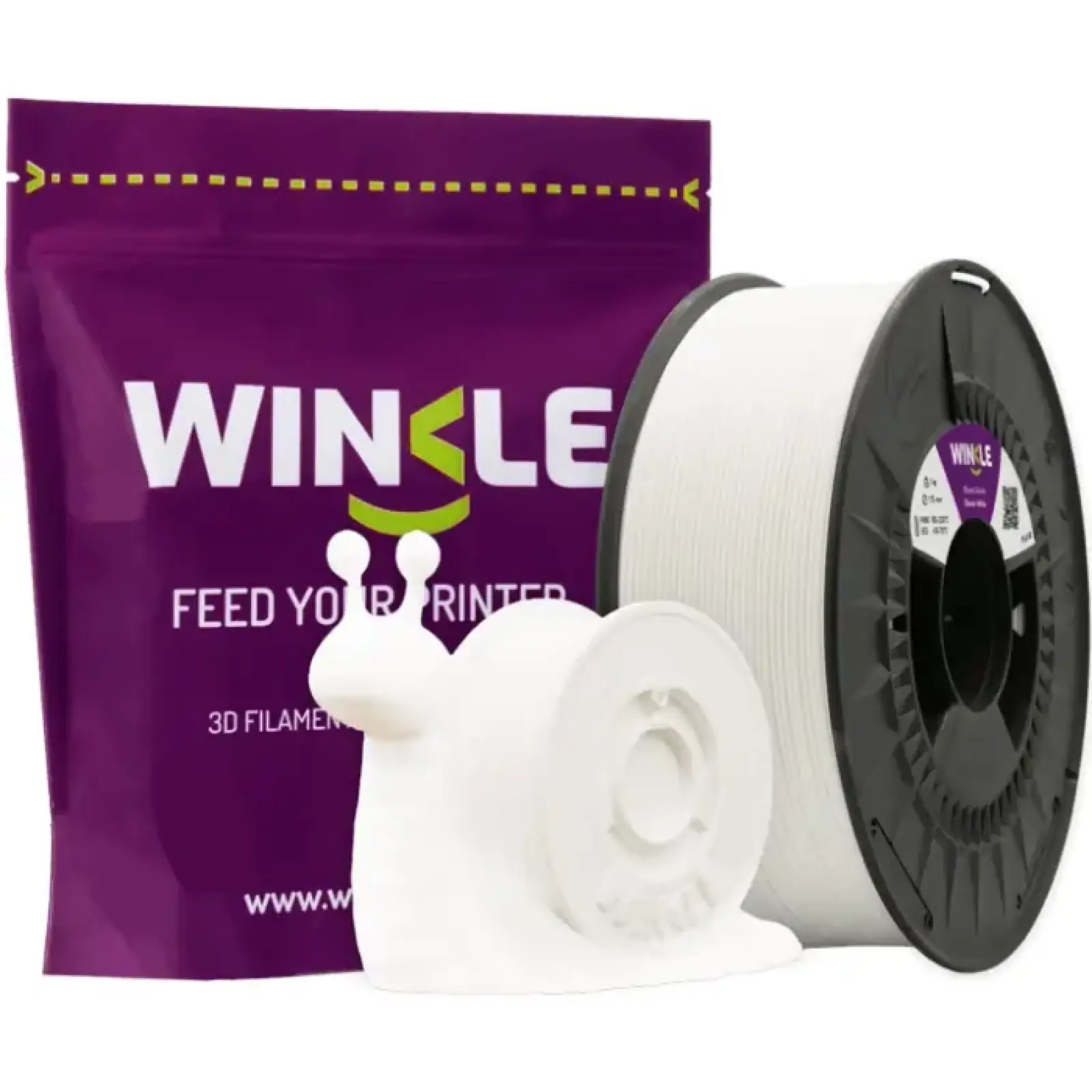 Пластик (Filament) WINKLE PLA HD 1кг, 1.75мм, льодовиковий білий (PHD01000175BLAGLAWNK) UA
