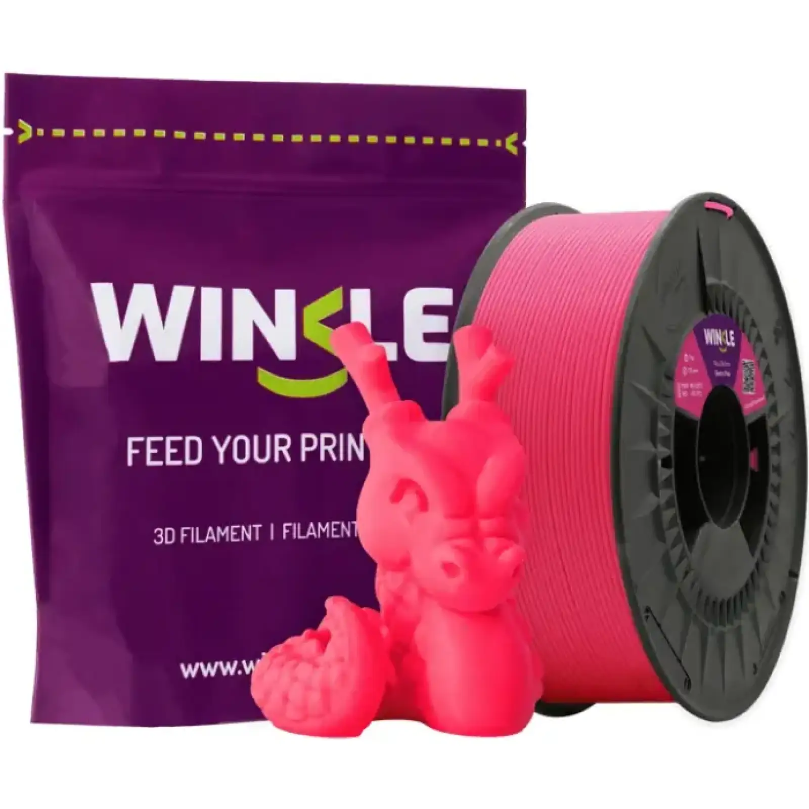 Пластик (Filament) WINKLE PLA HD 1кг, 1.75мм, флуоресцентний, електрично-рожевий (PLD01000175ROSELEWNK) UA