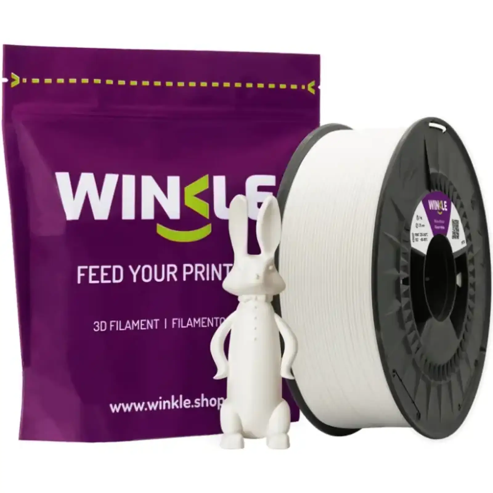 Пластик (Filament) WINKLE PETG 1кг, 1.75мм, льодовиково-білий (PET01000175BLAGLAWNK) UA
