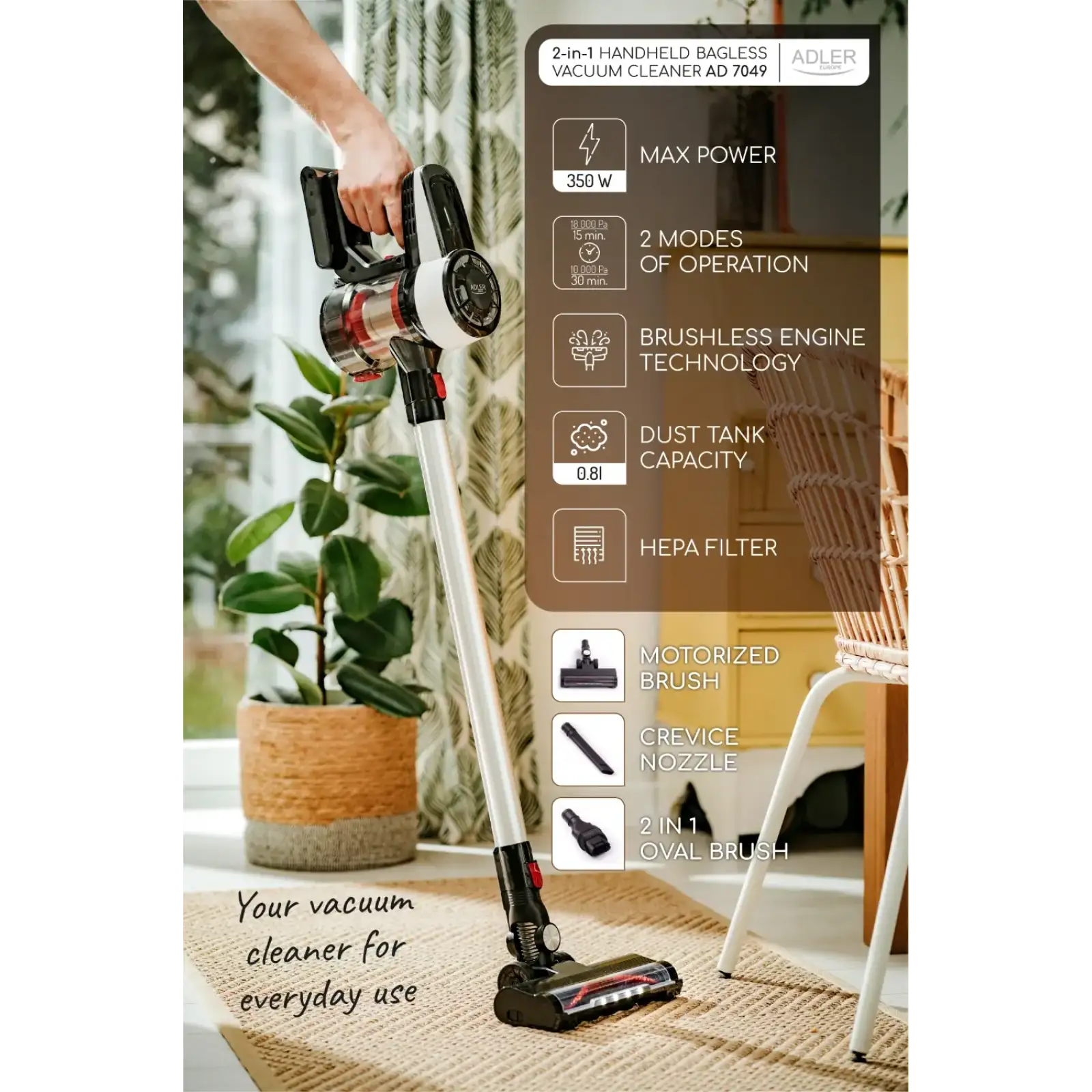 Акумуляторний пилосос Adler AD 7048 (AD7048) UA