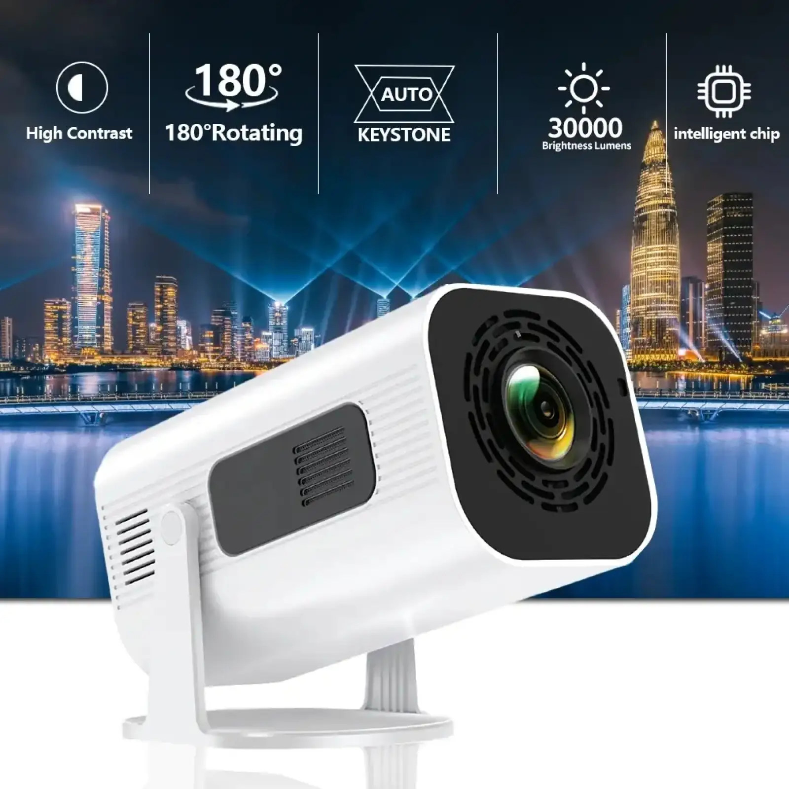 Проєктор H96 MAX HP330 LED LCD HD 170AL 16:9 H713 1G/8G Android 11.0 HDMI WiFi BT білий (H96 MAX_HP330) UA