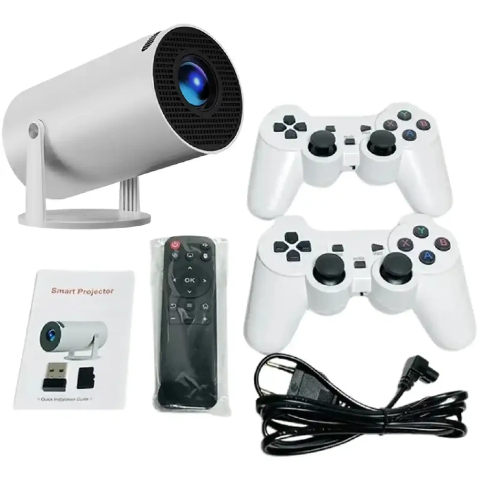 Проєктор H96 MAX F100 LED LCD HD 110AL 16:9 2G/16G Android 12.0 HDMI WiFi BT джойстик 2 шт білий (H96MAX_F100) UA