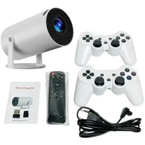 Проєктор H96 MAX F100 LED LCD HD 110AL 16:9 2G/16G Android 12.0 HDMI WiFi BT джойстик 2 шт білий (H96MAX_F100) UA