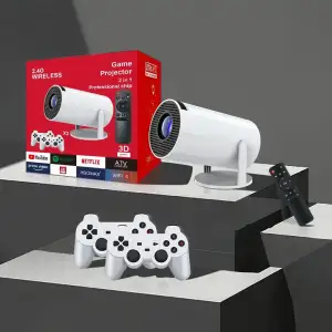 Проєктор H96 MAX F100 LED LCD HD 110AL 16:9 2G/16G Android 12.0 HDMI WiFi BT джойстик 2 шт білий (H96MAX_F100) UA