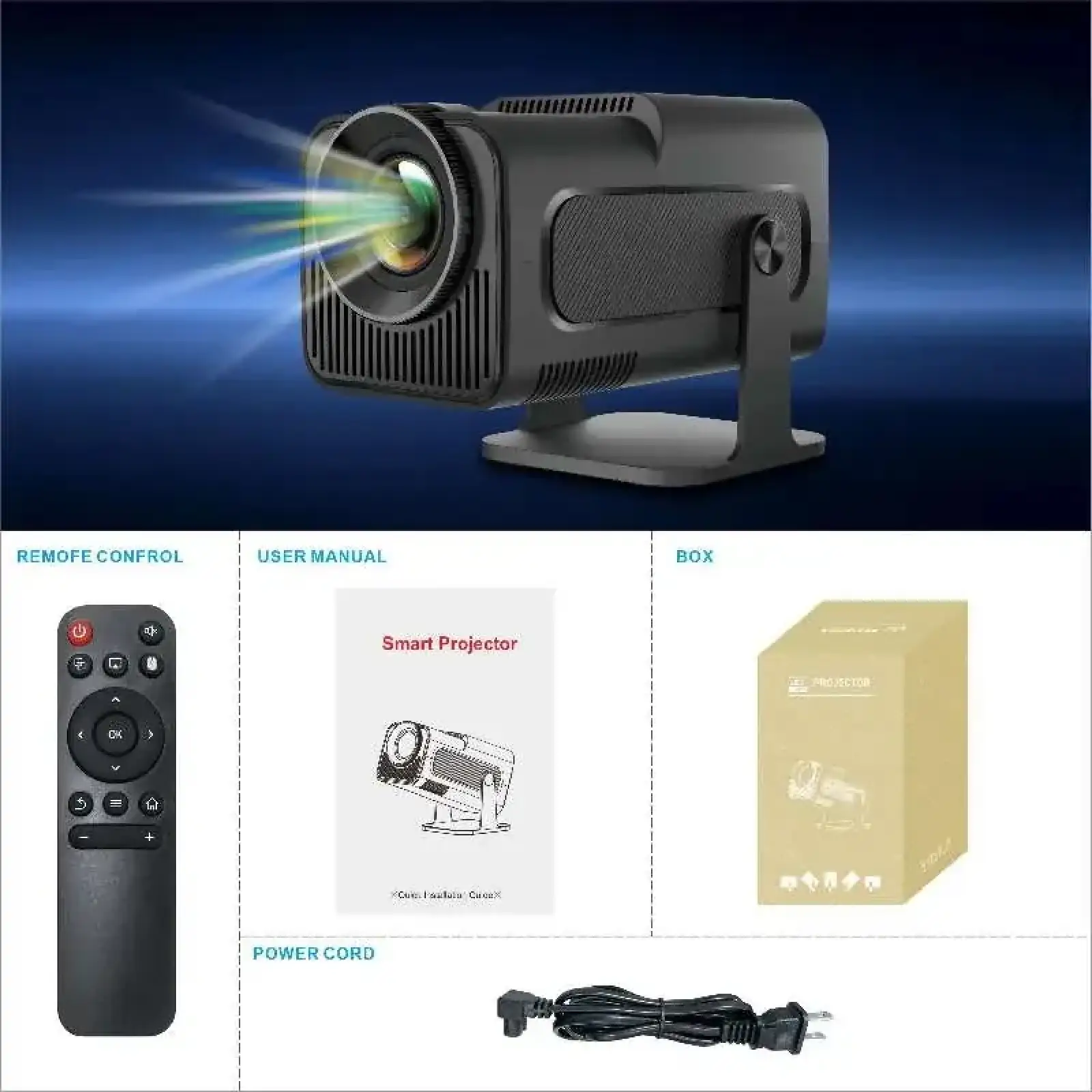 Проєктор H96 MAX HY320 LED LCD FullHD 230AL 16:9 H713 1G/8G Android 11.0 HDMI WiFi BT сірий (H96MAX_HY320) UA