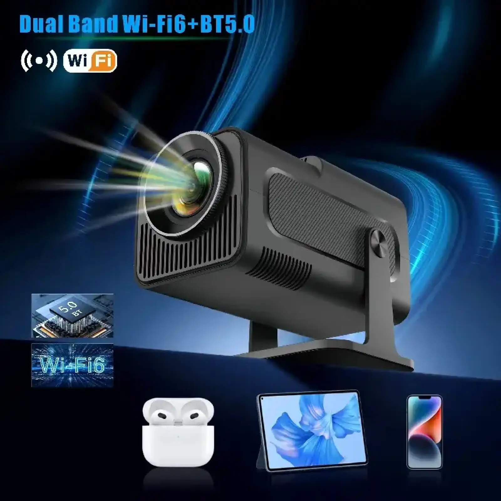 Проєктор H96 MAX HY320 LED LCD FullHD 230AL 16:9 H713 1G/8G Android 11.0 HDMI WiFi BT сірий (H96MAX_HY320) UA