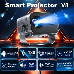 Проєктор H96 MAX V8 LED LCD HD 180AL 16:9 CPU:RK3566 1G/8G Android 12.0 WiFi6 BT сірий (H96MAX_V8) UA
