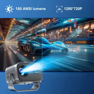 Проєктор H96 MAX V8 LED LCD HD 180AL 16:9 CPU:RK3566 1G/8G Android 12.0 WiFi6 BT сірий (H96MAX_V8) UA