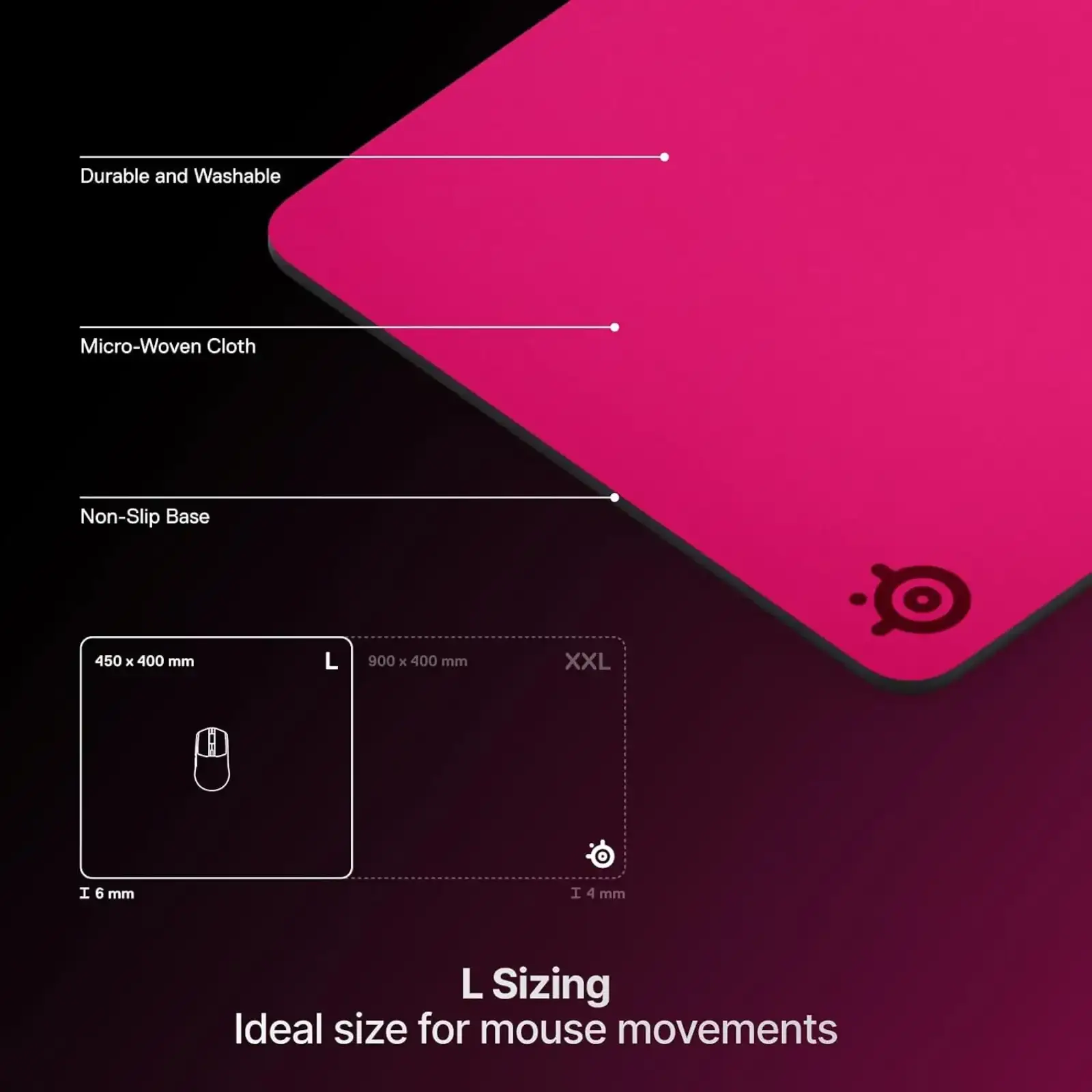 Ігрова поверхня SteelSeries QcK Heavy Large 450х400х6мм Magenta (63479) UA