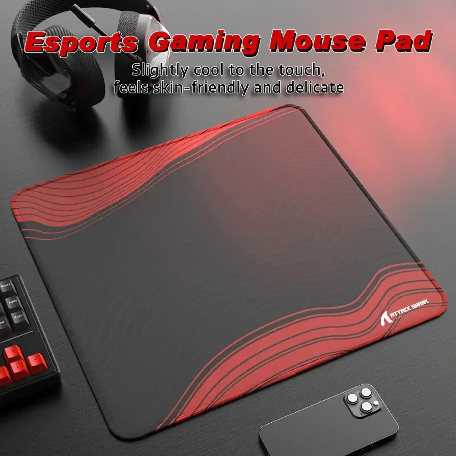 Ігрова поверхня Attack Shark CM02 450x400x4мм Contour line Black Red (CM02CLBR_AS) UA