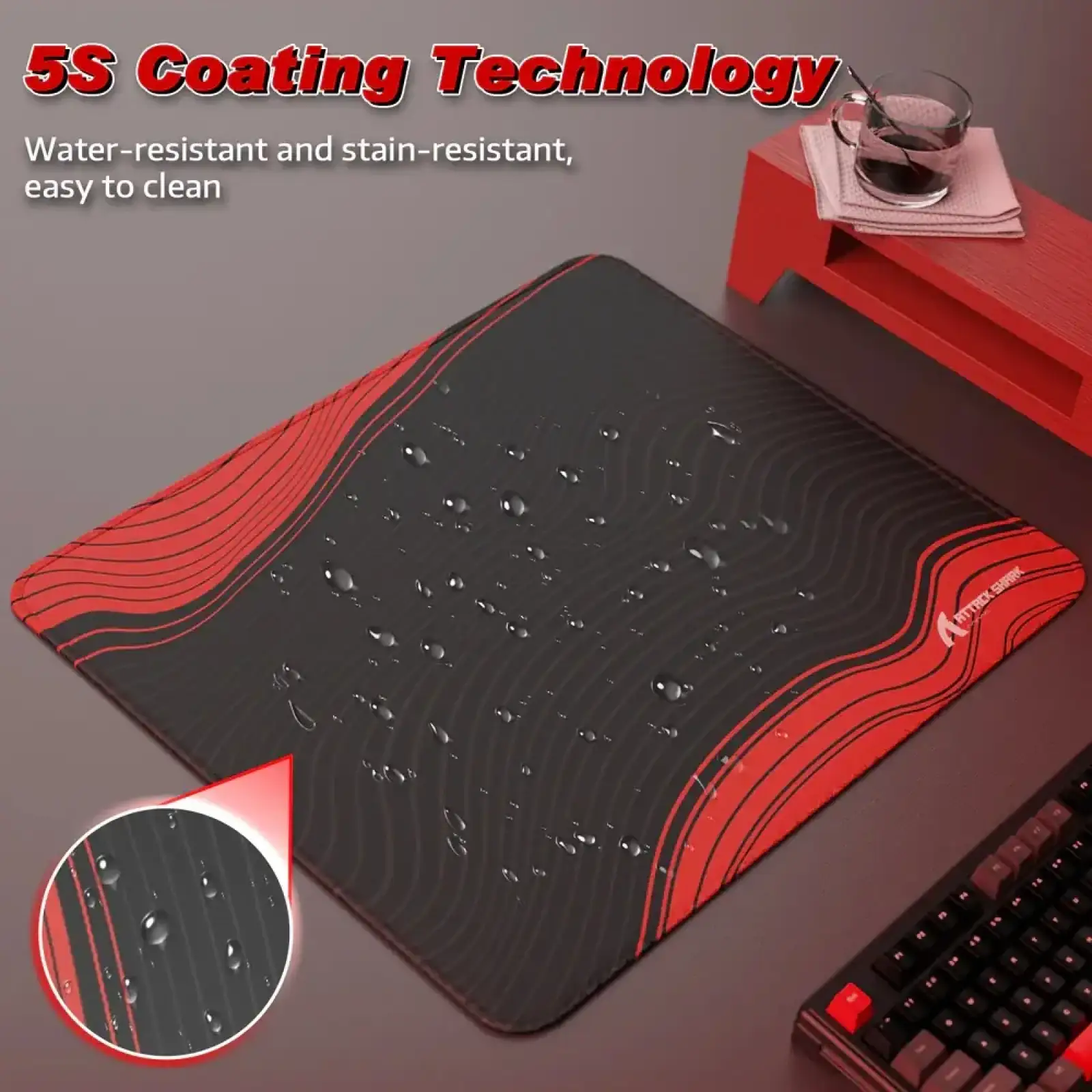 Ігрова поверхня Attack Shark CM02 450x400x4мм Contour line Black Red (CM02CLBR_AS) UA