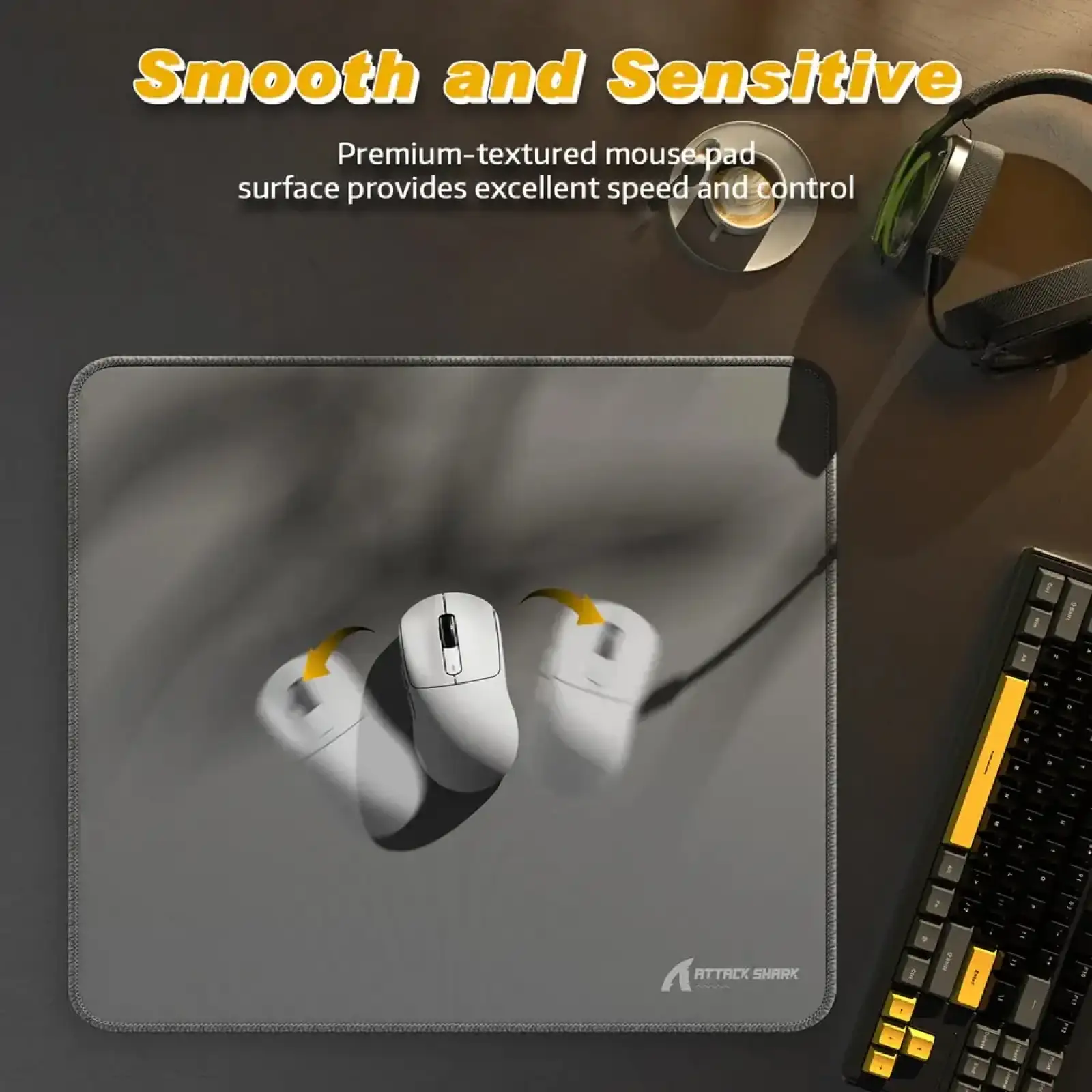 Ігрова поверхня Attack Shark CM02 450x400x4мм Light grey (CM02LGR_AS) UA