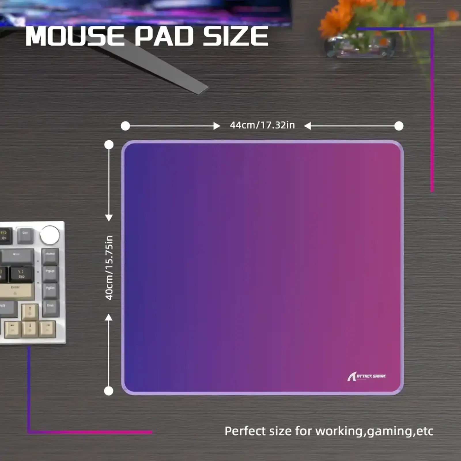 Ігрова поверхня Attack Shark CM03 eSport 450x400x4мм Violet-Blue gradient (CM03VBG_AS) UA