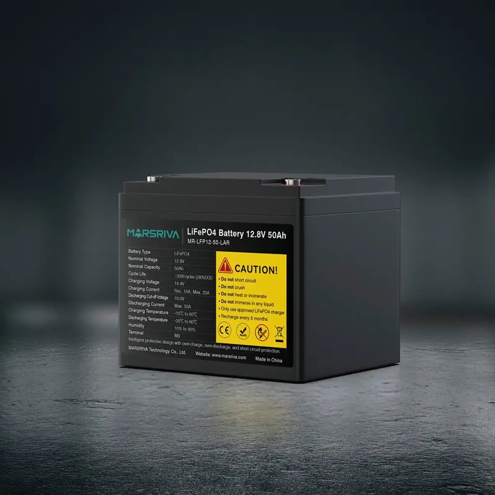 Акумуляторна батарея Marsriva LiFePO4, 12.8V/50Ah, Bluetooth (MR-LFP12-50-LAR) UA