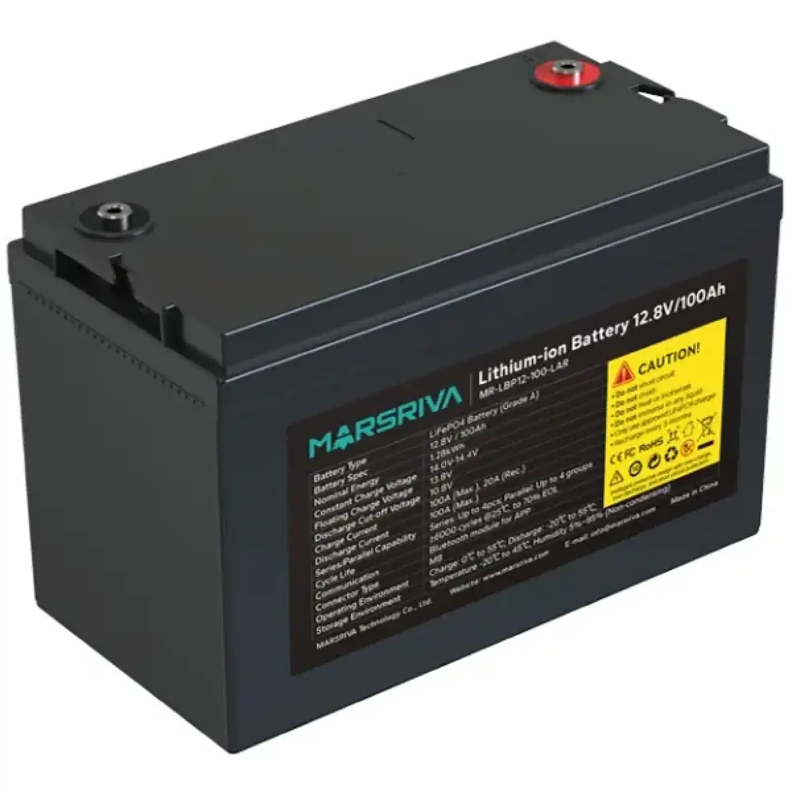 Акумуляторна батарея Marsriva LiFePO4, 12.8V/100Ah, , 1.28kWh (MR-LBP12-100-LAR) UA