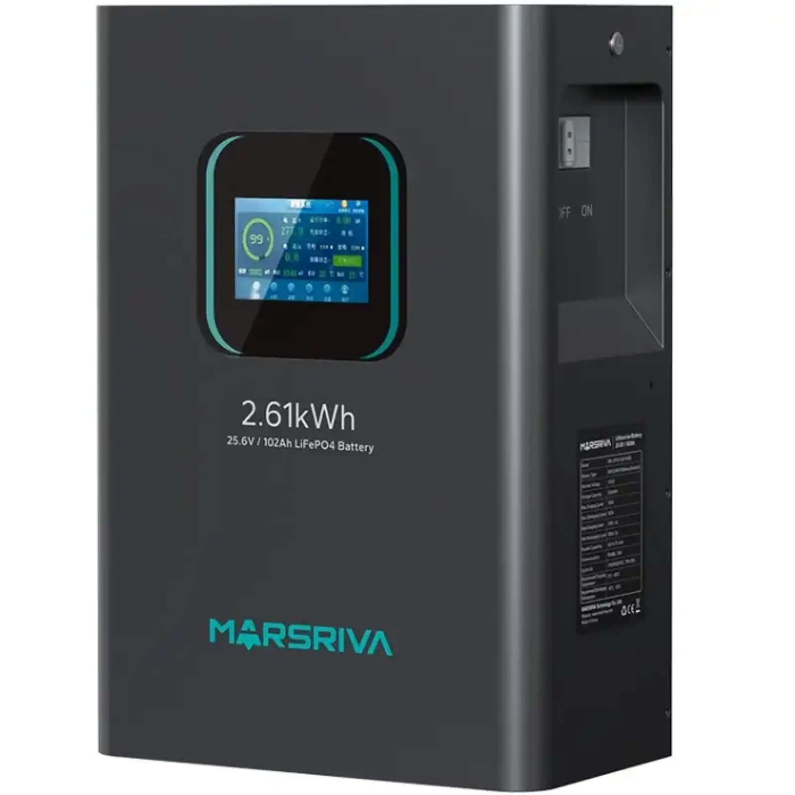 Акумуляторна батарея Marsriva LiFePO4, 25.6V/102Ah, 2.61KWH, настінна (MR-LFP24-100-WMD) UA