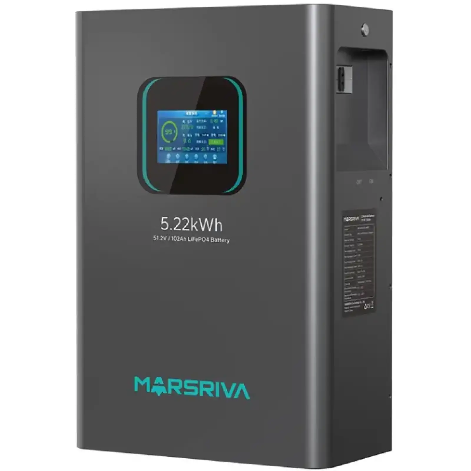 Акумуляторна батарея Marsriva LiFePO4, 51.2V/102Ah, 5.22KWH, настінний (MR-LFP48-100-WMD) UA