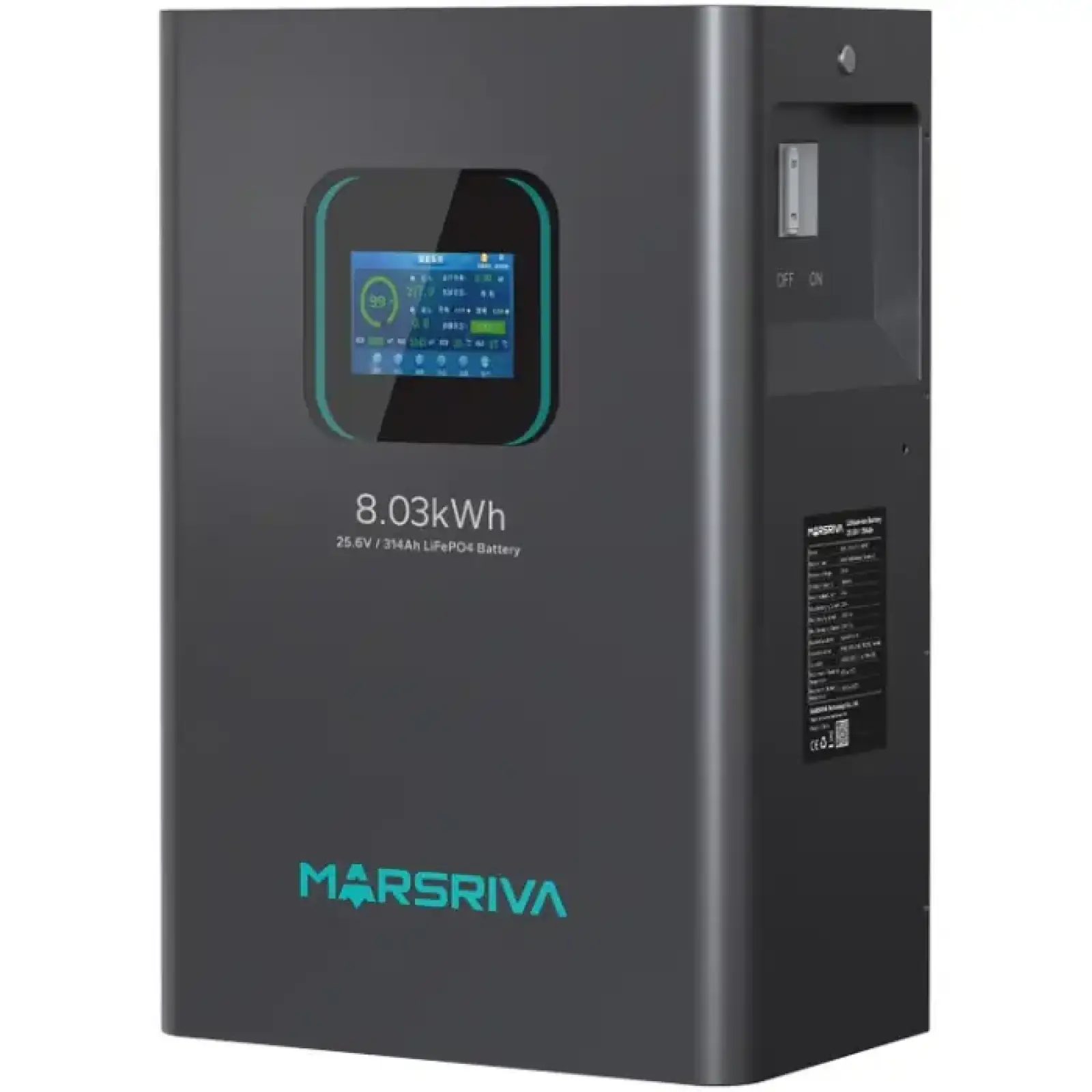 Акумуляторна батарея Marsriva LiFePO4, 25.6V/314Ah, 8.03kWh, Підлогове або настінне (MR-LBP24-314-WMT ) UA
