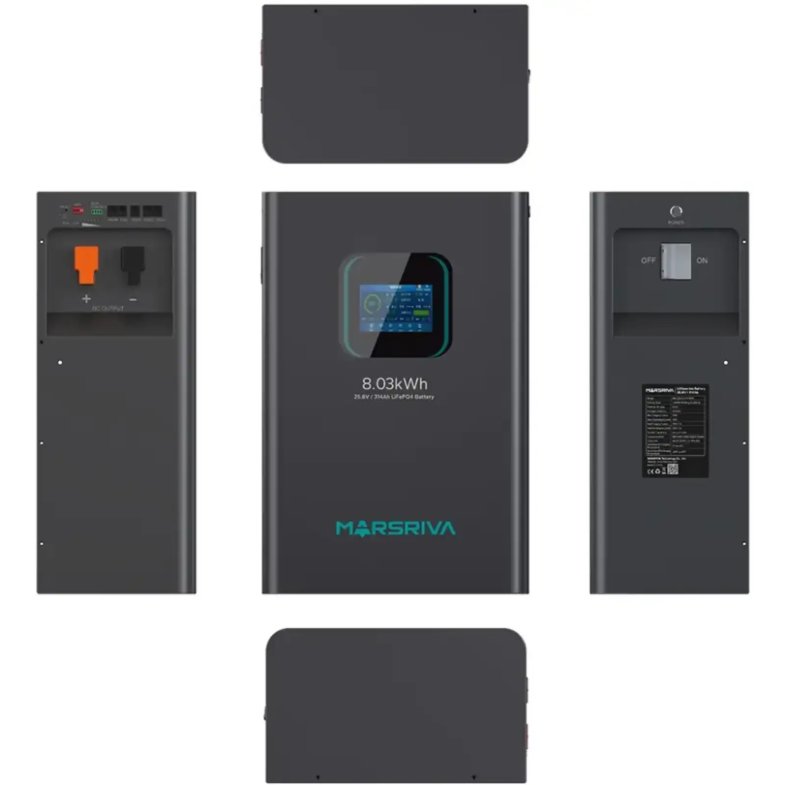 Акумуляторна батарея Marsriva LiFePO4, 25.6V/314Ah, 8.03kWh, Підлогове або настінне (MR-LBP24-314-WMT ) UA