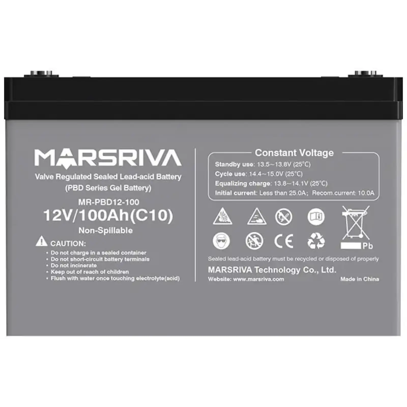 Акумуляторна батарея Marsriva 12.8V, 100A, AGM Gel battery (MR-PBD12-100) UA