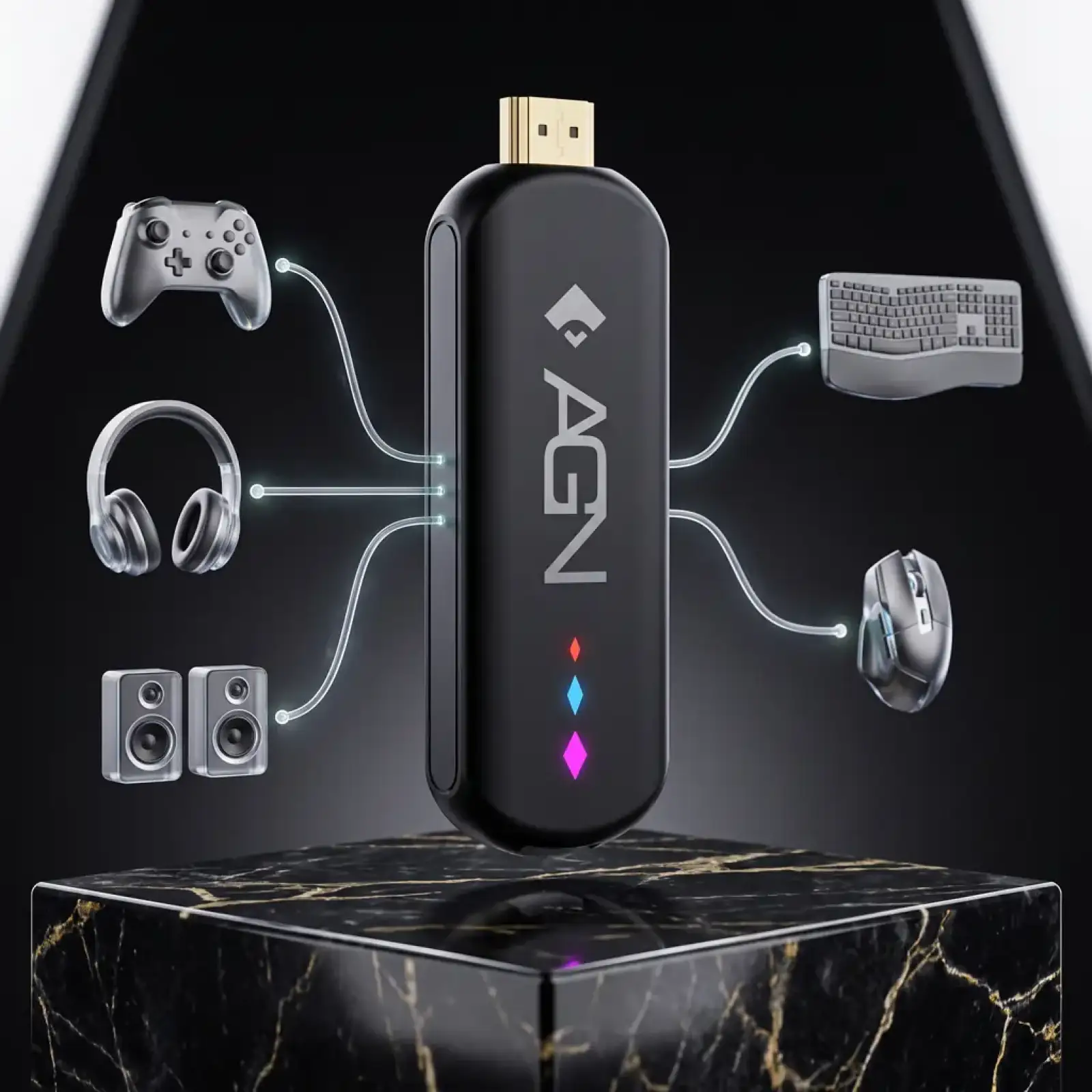 Медіаплеєр TV AGN Media Stick 2/16Gb/ Amlogic S905L3/ Android 14/ WiFi 2.4G+5G/ BT 5.4/ USB2.0/ чорн (AGNSTICK216) UA